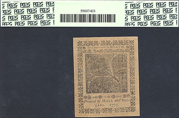 image for: Pennsylvania: Fr.PA186 1775 1s 25-Oct PCGS Gem CU65  [15348]