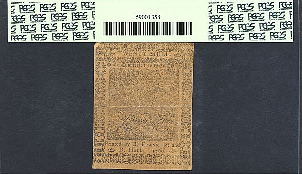 image for: Pennsylvania: Fr.PA112 1760 20s 1-May PCGS Apparent VF30  [5581] *Edge Splits*