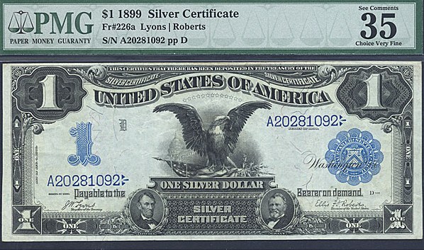 image for: Fr.226a 1899 $1 Black Eagle PMG VF35 EPQ  [A20281092]