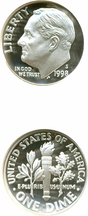 image for: 1998-S 10c Silver NGC Proof 70 UCameo