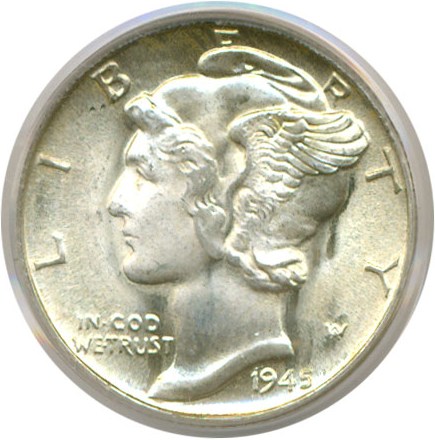 image for: 1945 10c  PCGS MS65 