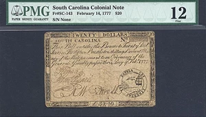 image for: South Carolina: Fr.SC143 1777 $20 February 14 PMG F12