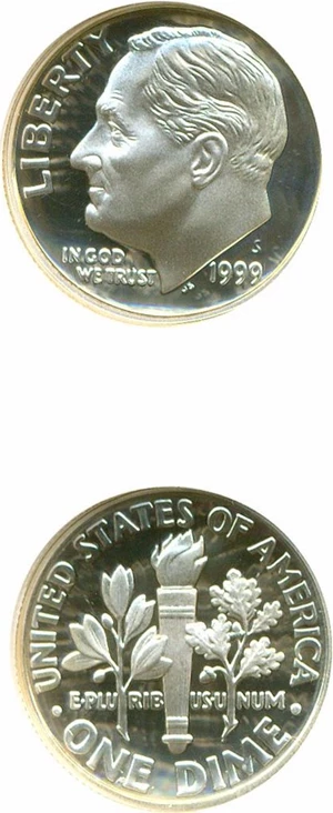 image for: 1999-S 10c Silver NGC Proof 70 UCameo