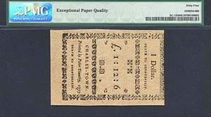 image for: South Carolina: Fr.SC135 1776,1777 on the back $1 23-Dec PMG Choice CU64 EPQ - Remainder