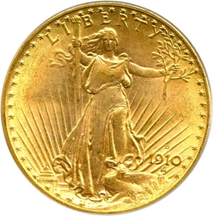 image for: 1910-D $20 PCGS MS64