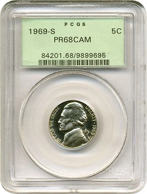 image for: 1969-S 5c PCGS Proof 68 Cameo