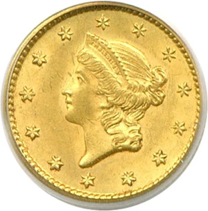 image for: 1853 G$1 PCGS MS62