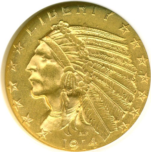 image for: 1914-D $5  NGC AU58