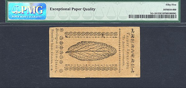 image for: New Jersey: Fr.NJ181 1776 30s 25-Mar PMG AU55 EPQ [27215]