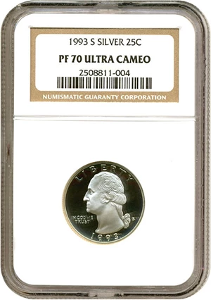 image for: 1993-S 25c Silver NGC Proof 70 UCameo