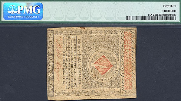 image for: Massachussetts: Fr.MA285 1780 $20 5-May PMG AU53  [3133] *Interest Paid One Year Stamp*