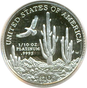 image for: 2001-W $10 Platinum Eagle PCGS Proof 67 DCameo