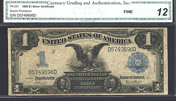 image for: Fr.231 1899 $1 Black Eagle CGA F12  [D5749696D]