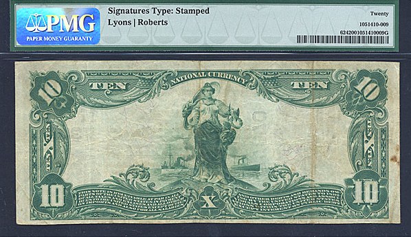 image for: 1902 $10 Farmers NB of Clarksville, OH  PMG VF20 (Fr.624, Charter #7370, Plain Back)