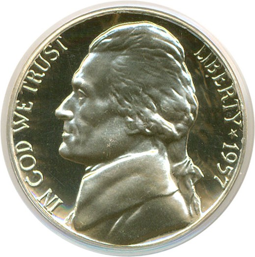image for: 1957 5c  PCGS Proof 67 Cameo