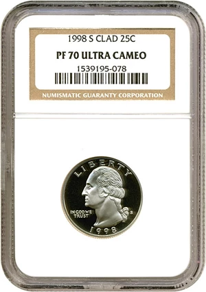 image for: 1998-S 25c NGC Proof 70 UCameo