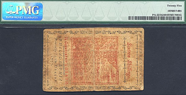 image for: Pennsylvania: Fr.PA221b 1777 16s 10-Apr PMG VF25  [419]