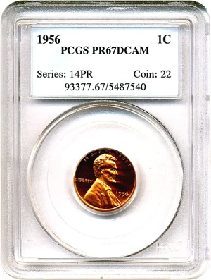 image for: 1956 1c PCGS Proof 67 RD DCameo