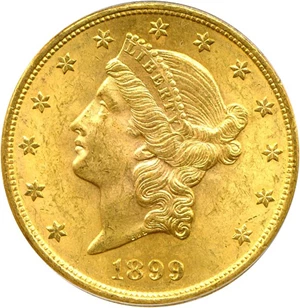 image for: 1899-S $20 PCGS MS62