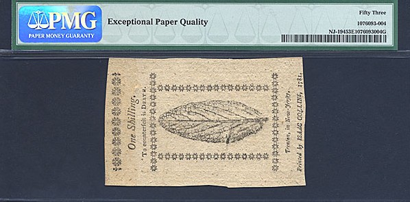 image for: New Jersey: Fr.NJ194 1781 1s 9-Jan PMG AU53 EPQ [13528]