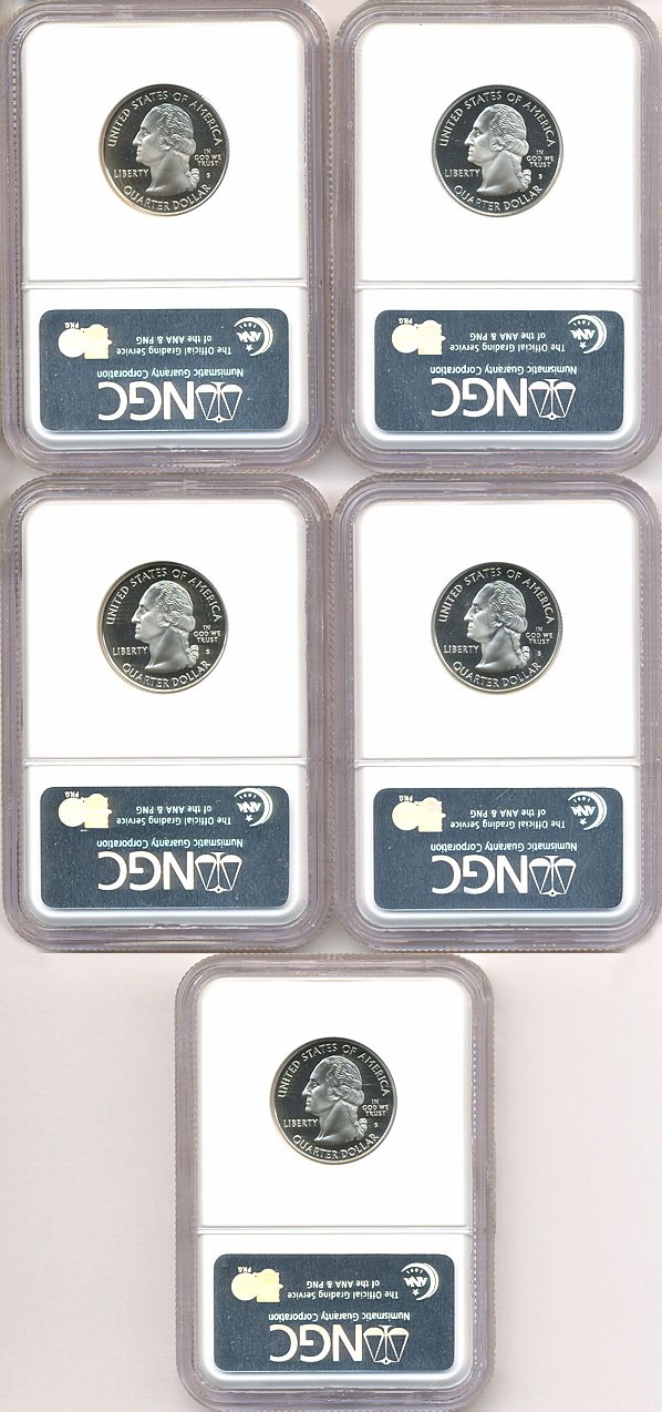 image for: 2006-S 25c State Quarters Proof Set - Clad (5 coins) NGC Proof 70 UCameo