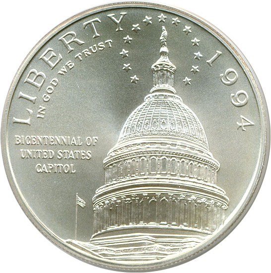 image for: 1994-D $1 Capitol PCGS MS70 