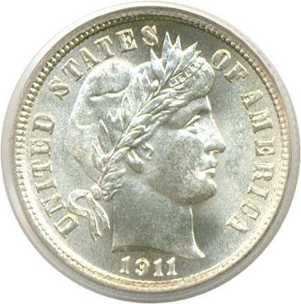 image for: 1911 10c  PCGS MS64
