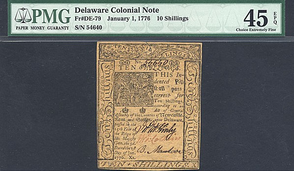 image for: Delaware: Fr.DE79 1776 10s 1-Jan PMG XF45 EPQ [54640]