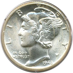 image for: 1943-D 10c PCGS MS65 FB
