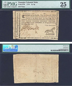 image for: Georgia: Fr.GA65 1776 2s/6d PMG VF25