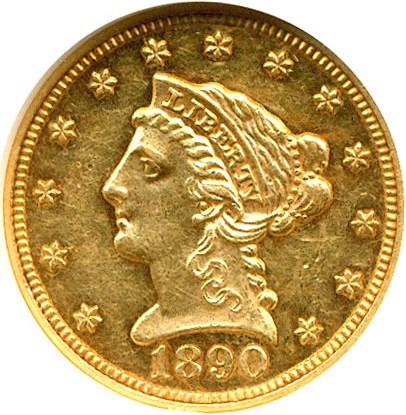 image for: 1890 $2 1/2  NGC Proof 60