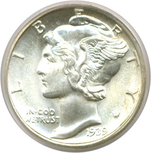 image for: 1939-D 10c PCGS MS67 FB