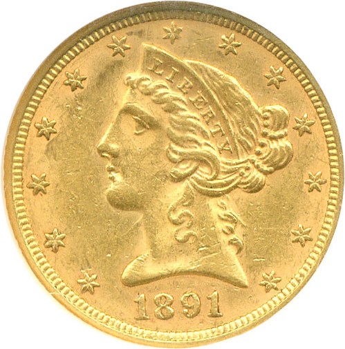 image for: 1891 $5  NGC MS61