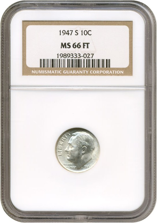 image for: 1947-S 10c  NGC MS66 FT