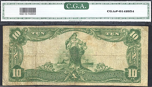 image for: Fr.632 1902 $10 Third Charter Period, 3rd Issue, Plain Back CGA F12 #5011 Iowa [5493]