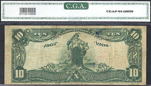 image for: Fr.617 1902 $10 Third Charter Period, 2nd Issue, Date Back CGA VF30 #1606 Tennessee [18946]