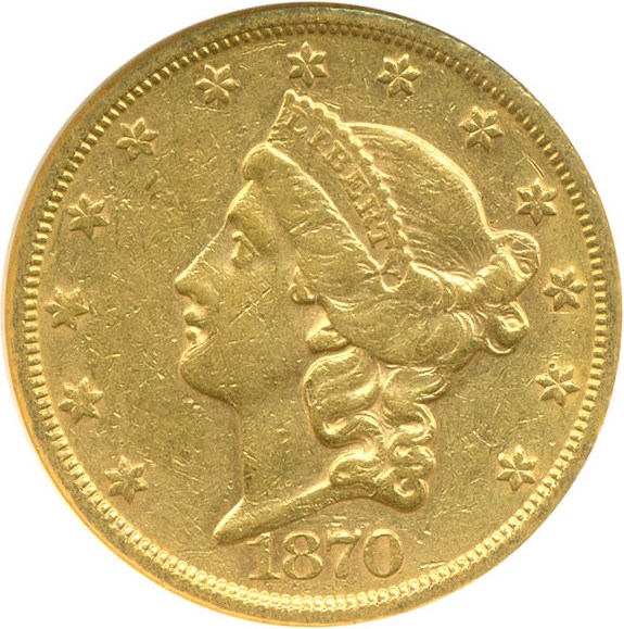 image for: 1870-S $20  NGC AU55