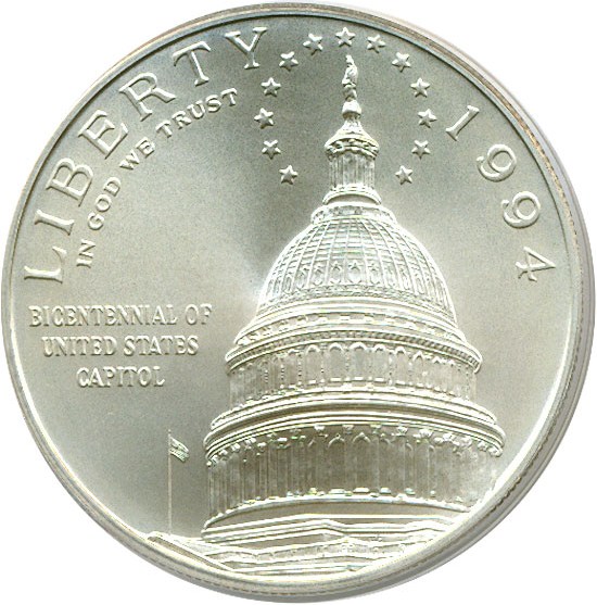image for: 1994-D $1 Capitol PCGS MS70 