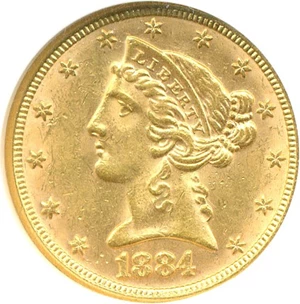 image for: 1884 $5 NGC MS62