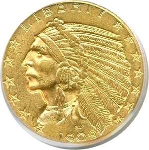 image for: 1909 $5 PCGS MS62
