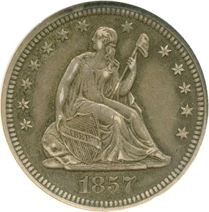 image for: 1857 25c NGC AU50
