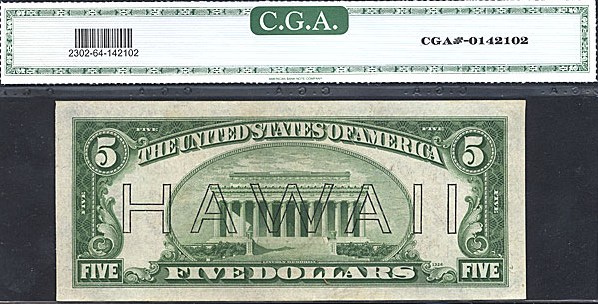image for: Fr.2302 1934A $5 Hawaiian CGA Choice CU64  [GA02098076]