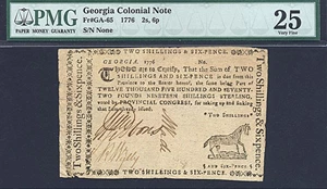 image for: Georgia: Fr.GA65 1776 2s/6d PMG VF25