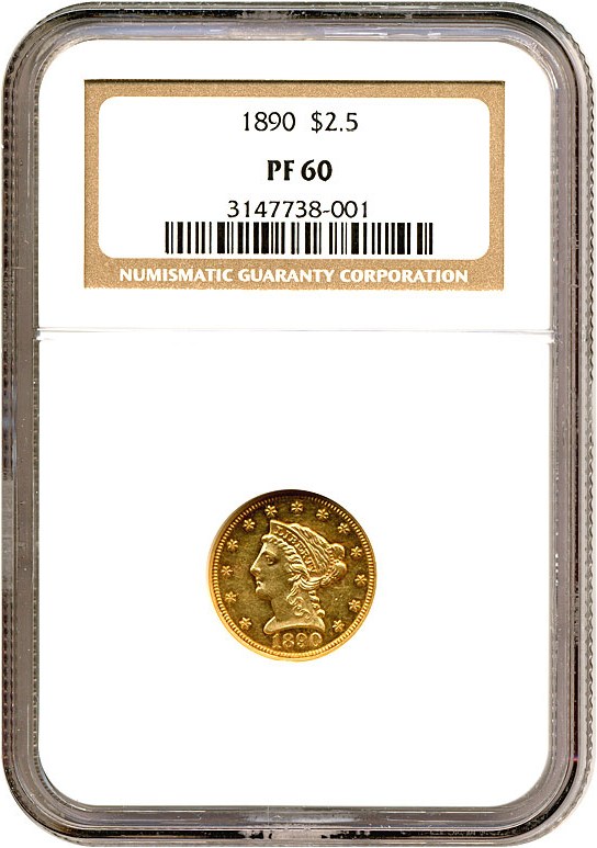 image for: 1890 $2 1/2  NGC Proof 60