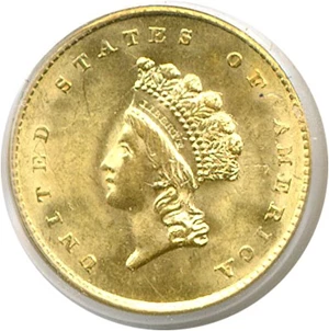 image for: 1854 G$1 Ty.2 PCGS MS63