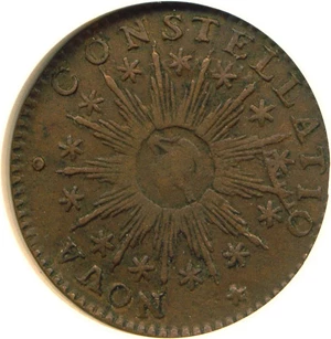 image for: 1783 C Nova Pointed Rays, Lg US NGC XF40 BN