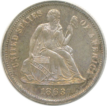 image for: 1863 10c  PCGS Proof 64