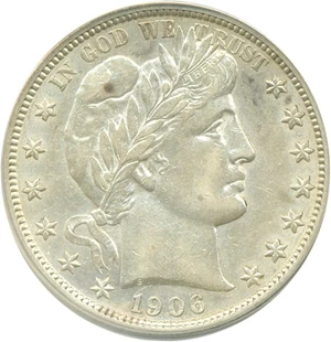 image for: 1906-S 50c ANACS AU53