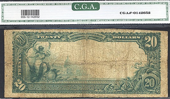 image for: Fr.656 1902 $20 Third Charter Period, 3rd Issue, Plain Back CGA F12 #2130 Iowa [8300]