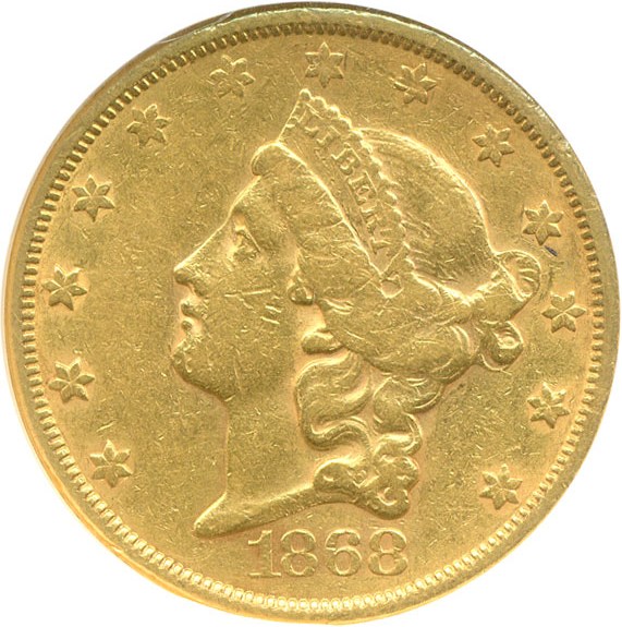 image for: 1868-S $20  NGC AU53